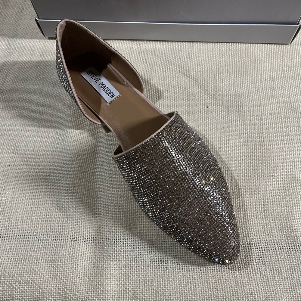 Steve Madden Talent-R Silver Rhinestone Flats, NIB - Picture 3 of 9